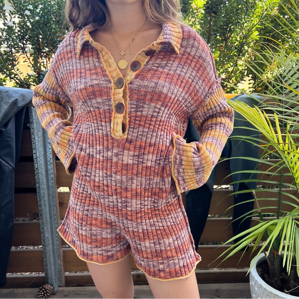 Free people womens knit striped romper